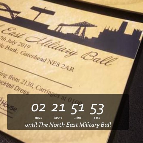 NEMilitaryBall's tweet photo. Unbelievably we are now less than 3 days away from the First North East Military Ball. 
We hope everyone joining us on Saturday has an amazing evening with us.
#nemb #militaryball #triservice #royalnavy #britisharmy #royalairforce #veterans #serving #familyandfriends #supporters https://t.co/CnZiwQMoUJ