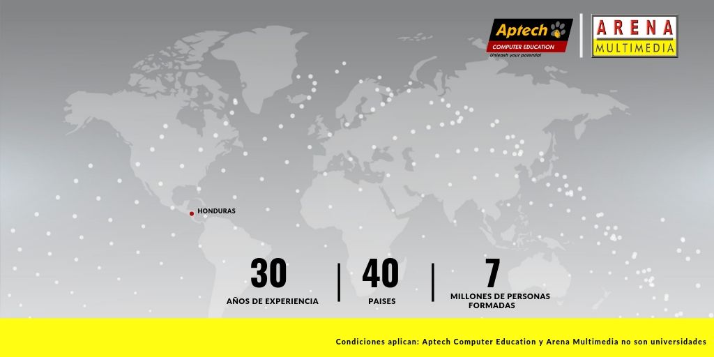 APTECH una compañía global brindando soluciones de formación desde 1986, con presencia en más de 40 países y una red de + 1,300 centros de formación a nivel mundial #AptechHonduras