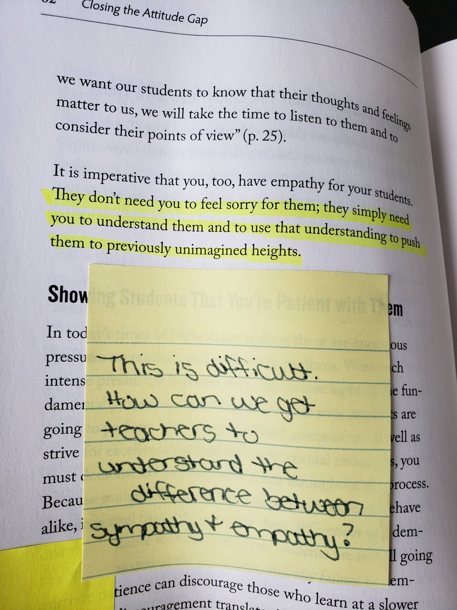 Pondering ideas as I read today. How can we minimize the sympathy and gear it towards empathy? <a href="/LJSprowls/">Lauren Sprowls</a> <a href="/RhondaLopez18/">Rhonda Lopez</a> <a href="/Tammie_Eaton25/">Tammie Eaton</a> <a href="/PrincipalKafele/">Principal Kafele</a>