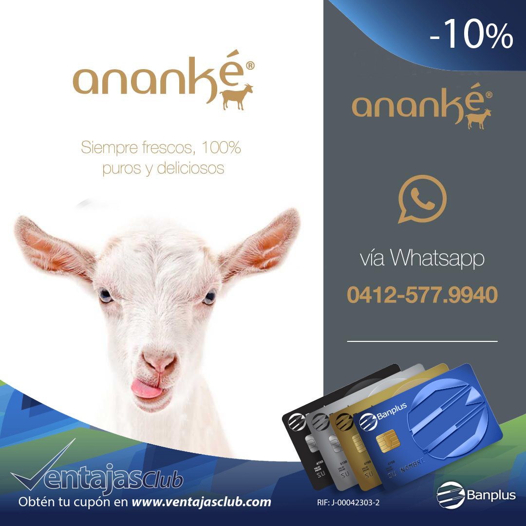 Banplusonline's tweet photo. Si de lácteos se trata, Ananké te ofrece un 10% de descuento y degustación en compras de cualquier presentación sólo pagando con tus #TDCBanplus. Descarga tu cupón en https://t.co/iSrP5gzCrX.
#Ventajas #Descuentos https://t.co/MIYmE6S5d6