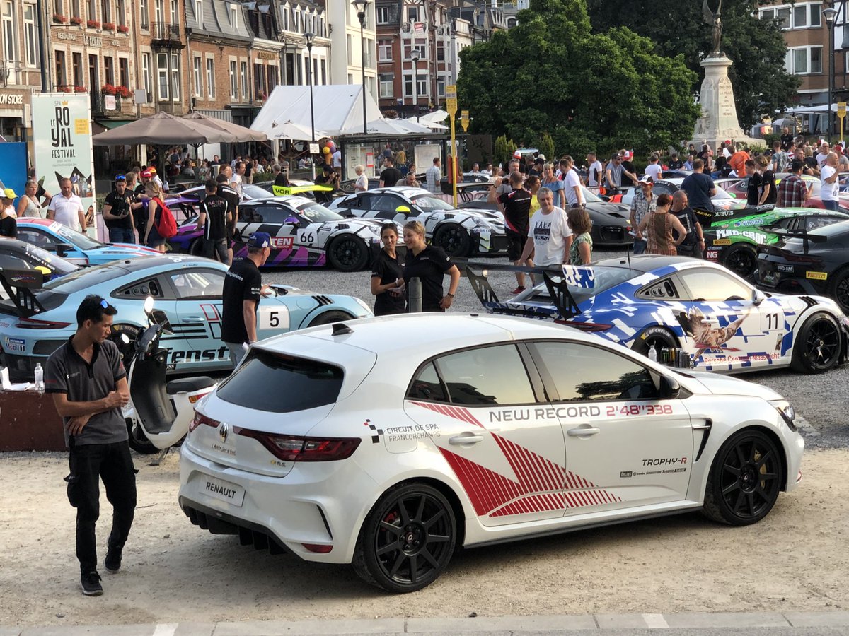 harrismonkey's tweet photo. Love this from @RenaultSport Town full of Porsches, Lambos and Ferraris and they parked this bang in the middle! Top bombing! https://t.co/9MhYFcE5pu