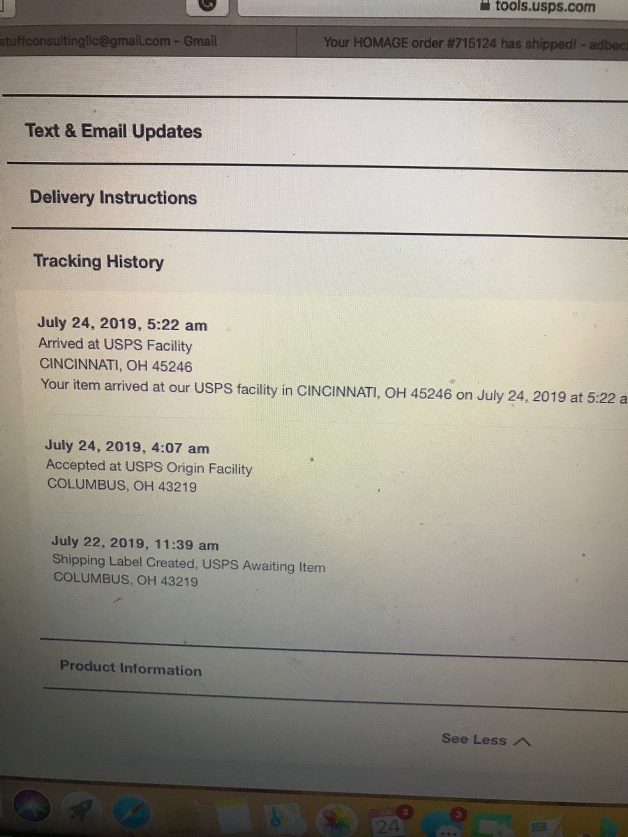 adbeckman1's tweet photo. I live 6 miles from the @HOMAGE  warehouse.  4 days to get my package via Cincinnati!  Haha.  Maybe there will be some Skyline in the package when it arrives! https://t.co/75uYT55nBU