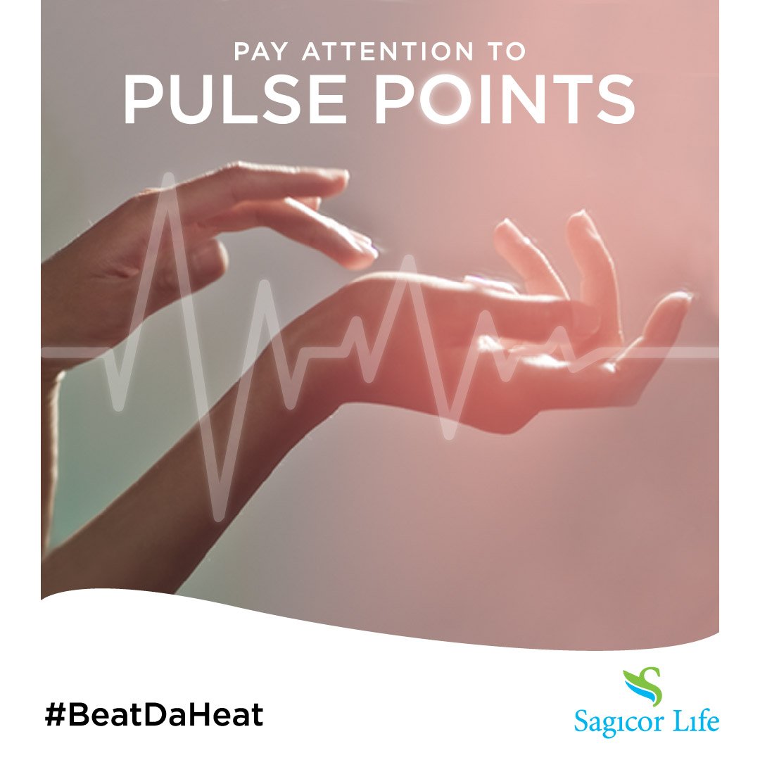 SagicorJa's tweet photo. Pulse points on one’s body can also be used as cooling spots. The most common pulse points are the neck, wrists, knees, inner elbows and the ankles. Placing a wet towel or running water over your pulse points can help your body to cool down immediately. #BeatDaHeat #SagicorLife. https://t.co/IIxkn4fsd1