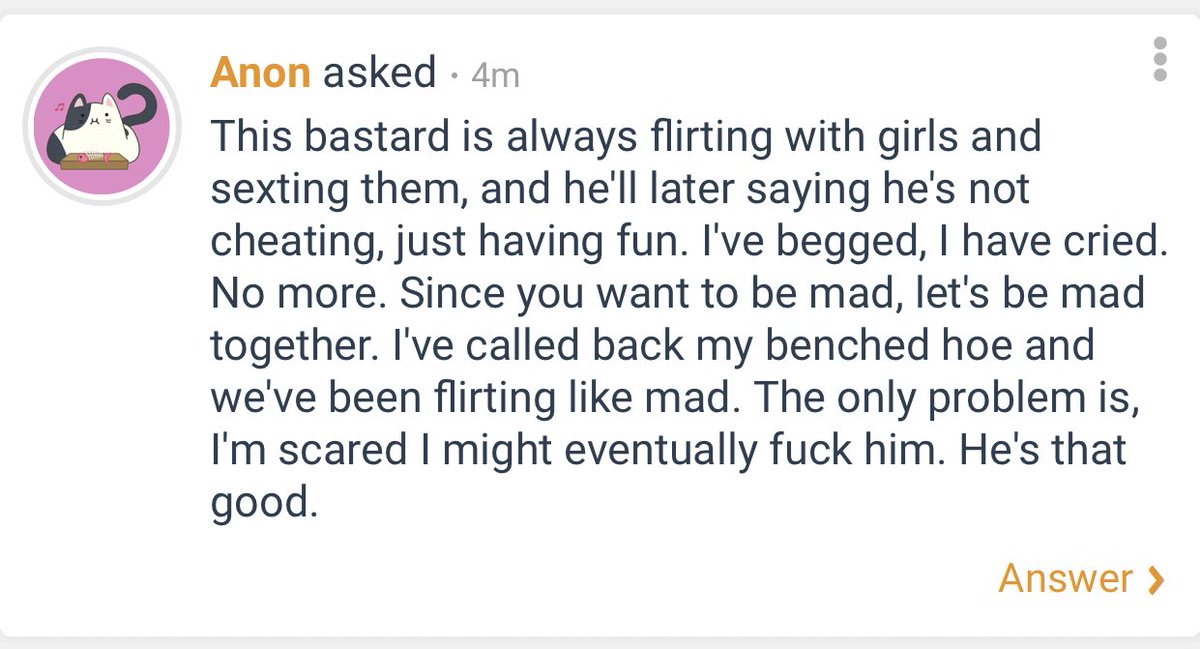 “Since you want to be mad, let's be mad together”Is flirting cheating? I don’t think it counts (yet)