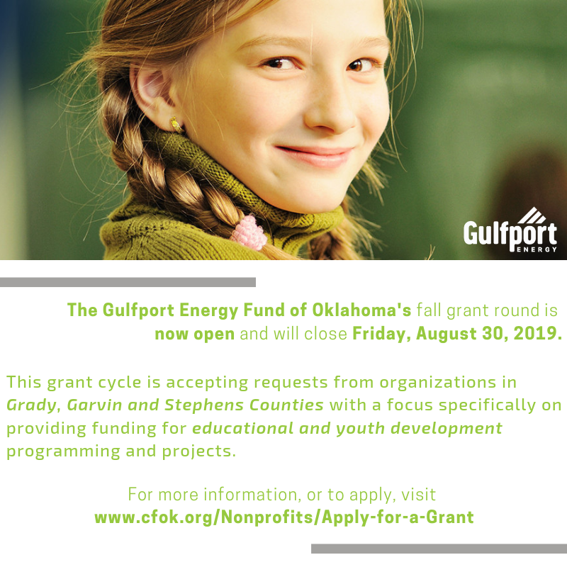 EnergyGulfport's tweet photo. Gulfport Energy is committed to giving back to communities we do business in. We are pleased to announce our inaugural Oklahoma grant round is open for applications. See below for more details. https://t.co/I00rRET75n