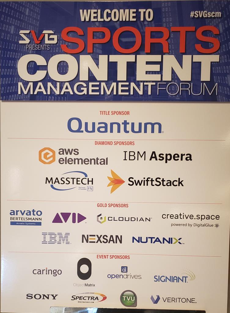 RobSVG's tweet image. Thanks #SVGscm sponsors! @QuantumCorp @elementaltech @asperasoft @MasstechInnov @SwiftStack @arvatosystems @Avid @CloudianStorage @digitalglueinc @IBMSystems @Nexsan @nutanix @CaringoStorage @Object_Matrix @OpenDrives @Signiant @SonyProUSA @spectralogic @TVUNetworks @veritoneinc