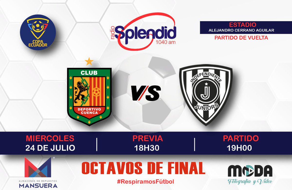 paulguamanLaVoz's tweet photo. | #RespiramosFútbol | #CopaEc |
Continúan las emociones del rey de los deportes.
🎙📻 Transmisión: #Splendid1040
⚽️🏟 Alejandro Serrano Aguilar
#DCuenca vs #IDJrs https://t.co/b4FYS0Jp0P