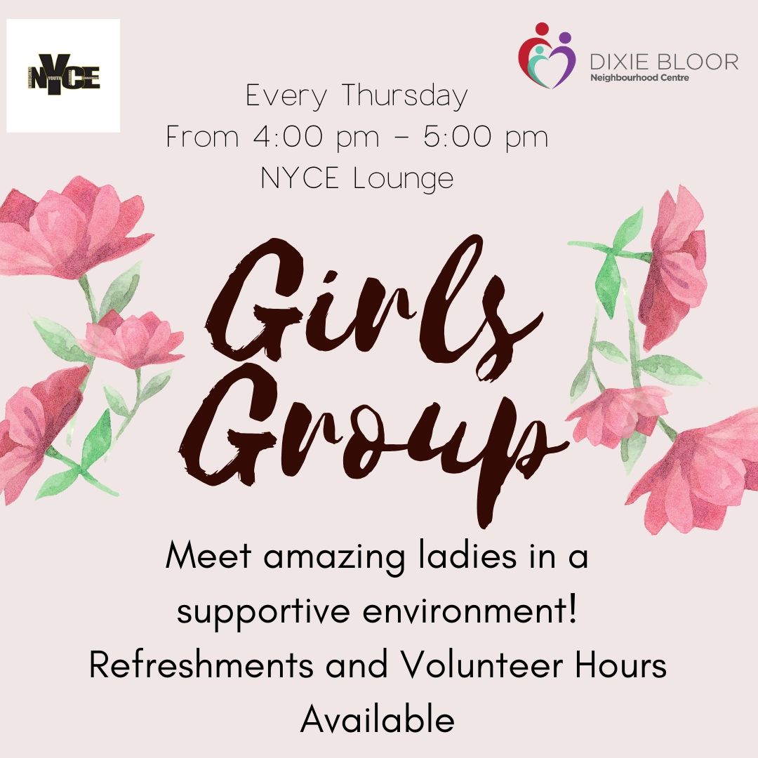 Calling all NYCE girls ages 13 - 18! We have a brand new Girls Group hosted by your very own staff, Alia &amp; Amy. This is a space for you to be yourself and meet other likeminded ladies. For more info please call NYCE staff at 905-629-1873 x 300. #saugayouth #whoruntheworld #girls