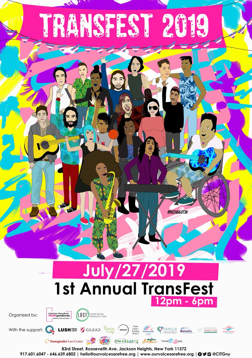 CITGny's tweet photo. Remember! July 27, 2019
#TransFest19 #TransMonth19
With the support: @TransLawCenter @TransLatina_C @AmidaCareNY #ACQC @familiatqlm @BorealisPhil @trans_fund @translatina_org #TransGoofyGames @TransJusticeFP @lushcosmetics #AriannasCenter @transgarte @SEXHUM2 https://t.co/EvRwjCgC9B