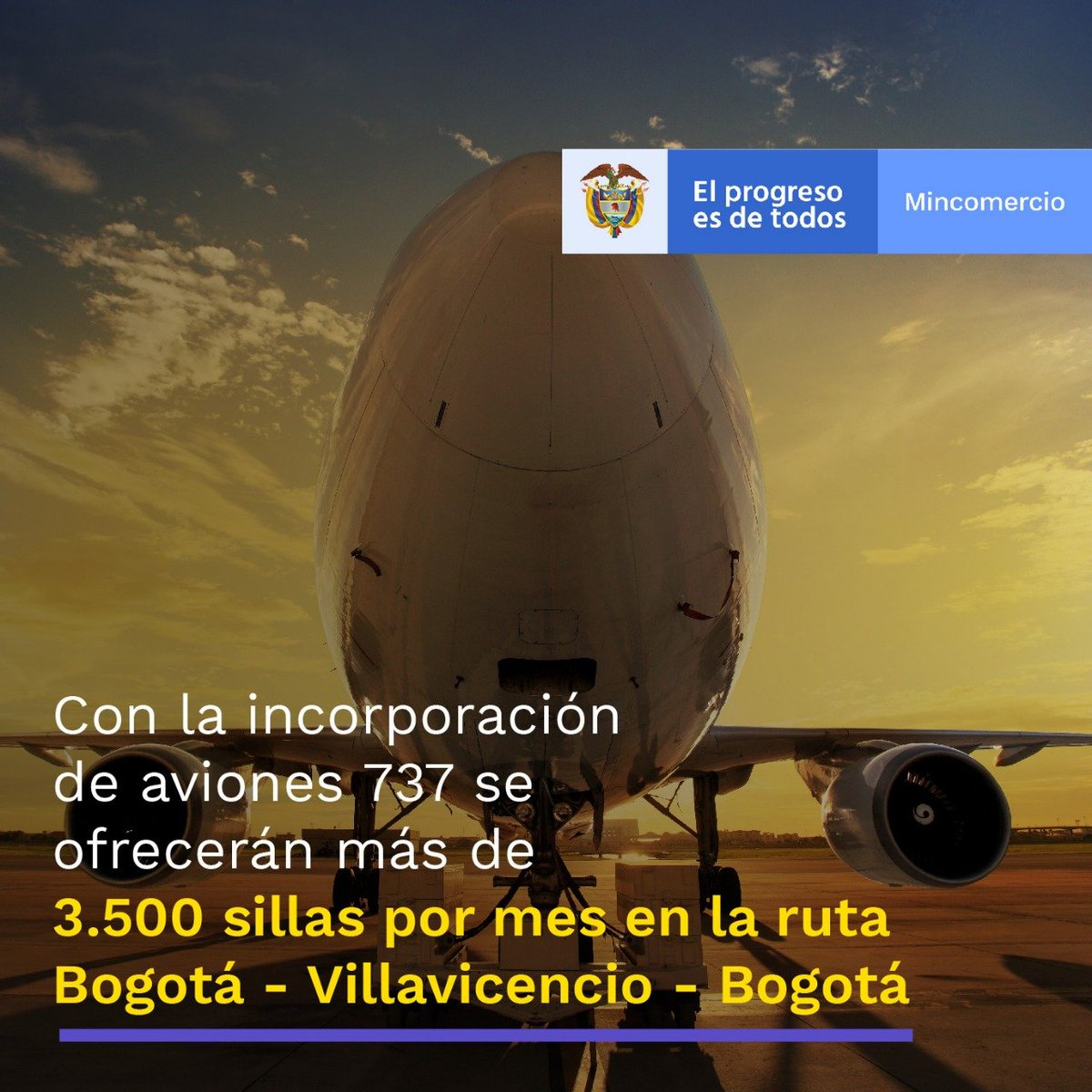 guerrerorozco's tweet photo. #IMPORTANTE | @wingo lanzó nueva ruta (Bogotá-Villavicencio-Bogotá) ✈ y operará 3 días a la semana.

Seguimos trabajando en nuevas alternativas para mitigar los efectos negativos que produce el cierre de la vía al llano para el sector turístico. #ElTurismoEsDeTodos #YOVOYALMETA https://t.co/DrOcsykVWl