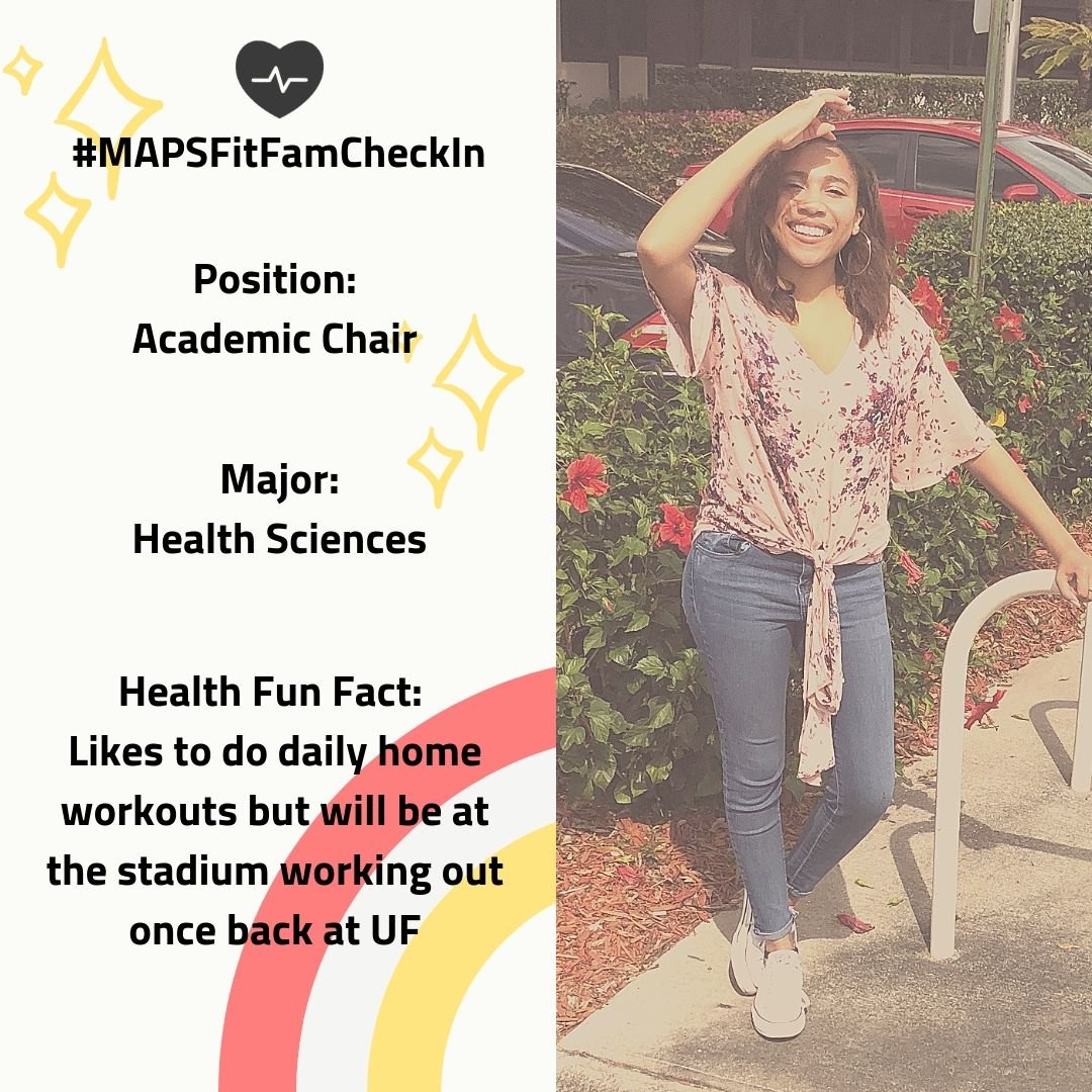 UFMAPS's tweet photo. We’re back with another #MAPSFitFamCheckIn e-board highlight! 💪🏾 This week, we’re here to highlight our Academic Chair, Perizhana Wood! Stadium workouts really are tough but rewarding! ✨Where do you like to workout? Stay tuned for our highlight next week! #UF23 #UF22 #UF21 #UF20 https://t.co/GWB9LqGgac