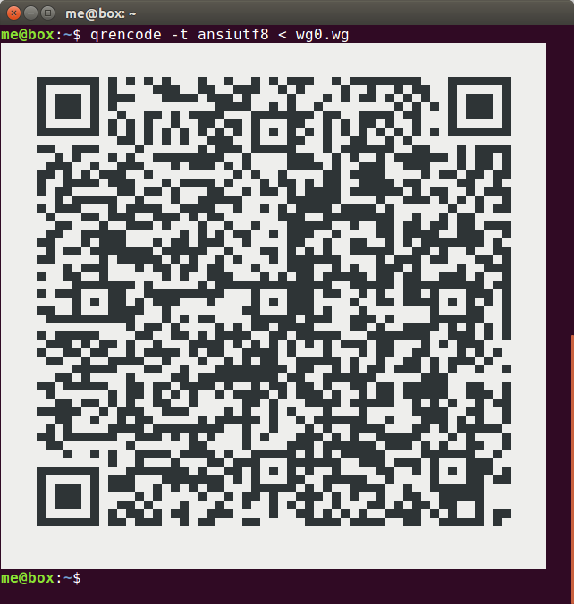 jrssnet's tweet photo. You learn something new every day. For me, that something new was just how easy it is to generate QR codes from the command line—and use that QR code to import a WireGuard tunnel into a phone or tablet!

https://t.co/Xd5cMaS6dv https://t.co/b00JX2Vv3c