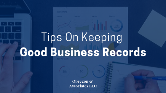ObregonandAssoc's tweet photo. Be sure to check out our newest blog post (https://t.co/7bijovnRlY) or schedule a time to meet with one of our accounting experts to learn how to keep business records for your business! #accounting #smallbusiness #bookkeeping https://t.co/O0dY4eea8A