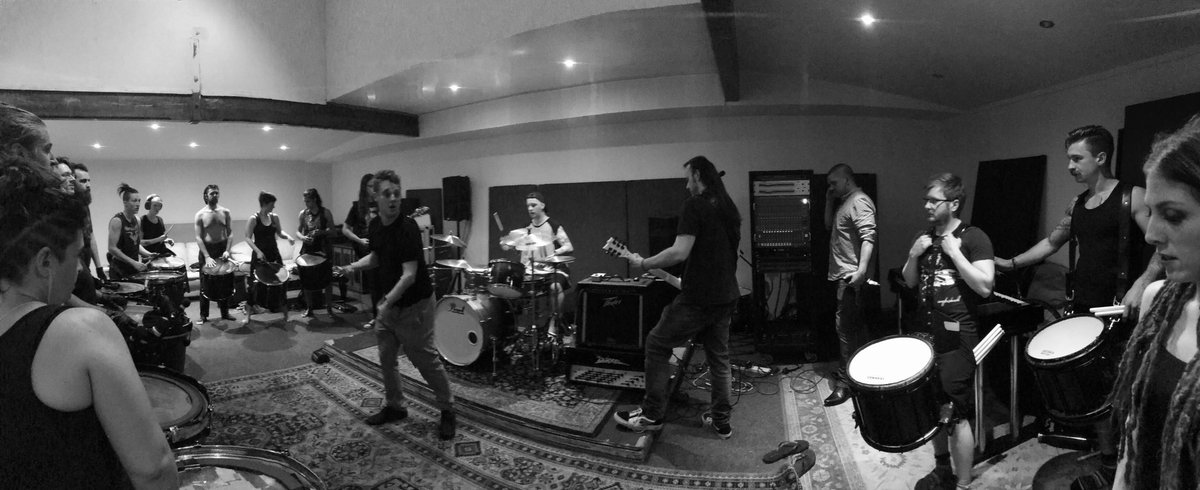 thepetcat's tweet photo. #RT @harbsdrumcrew: Sweaty studio happenings with @nocturnewulf 🤘 https://t.co/qaNVsniLYj