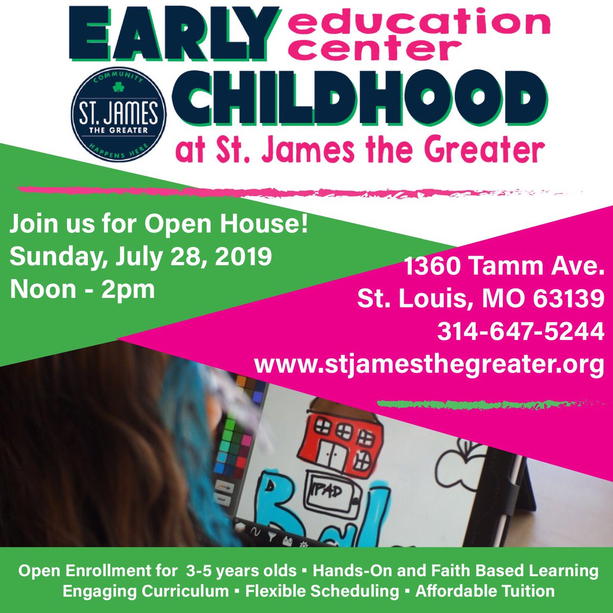 Early Childhood Open House, Sunday, July 28, Noon-2pm <a href="/StJGreater/">St James The Greater</a>