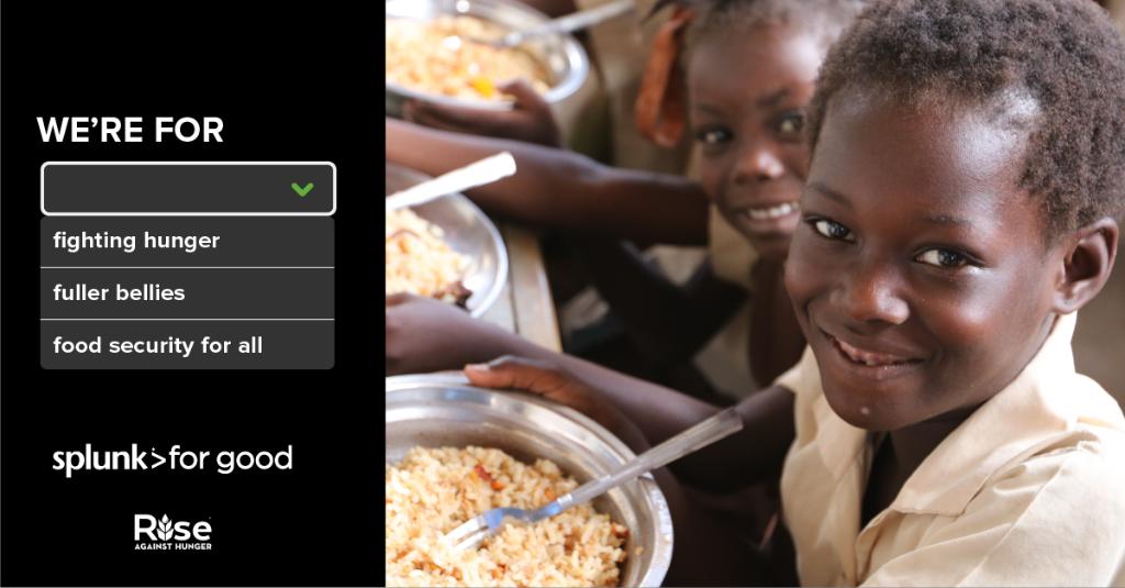 splunk's tweet photo. Setting the bar high and aiming even higher. Feeding almost 800,000 people in a single year is a huge accomplishment, but @Rise2030 is pushing their goals one step further. See how we're working together to help eliminate hunger by 2030: https://t.co/1SLD9ZnU9m #2030ispossible https://t.co/iaARHyxWKA