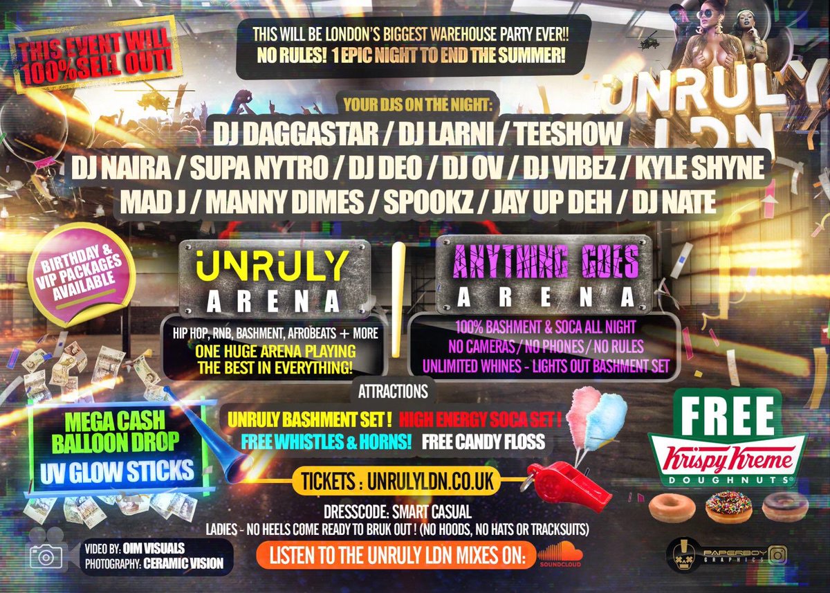 PureBashmentUK's tweet photo. #UnrulyLDN 😈🤩

London’s BIGGEST Warehouse Party

1500 Ravers👫
2 Arenas 😎
Crazy Night 🥳

No Rules.. Anything Goes 😉

TICKETS OUT 8PM TOMORROW‼️

🚨 SET YOUR ALARMS⏰

THIS EVENT WILL SELL OUT FAST 💨 

Tickets: https://t.co/buhCl5rMF1 https://t.co/4Kog8KrXxQ