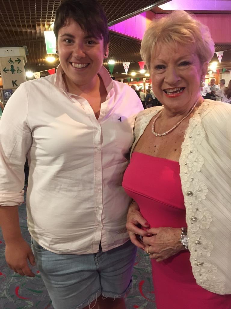 alic3jones's tweet photo. Bit star struck meeting my favorite Sunday night host! Perfect links as always @worldofmusicBBC with @Joolzah and @supersopfish even managed a lipstick mark💋 ☺️ #welshproms https://t.co/XFdvRidqwE