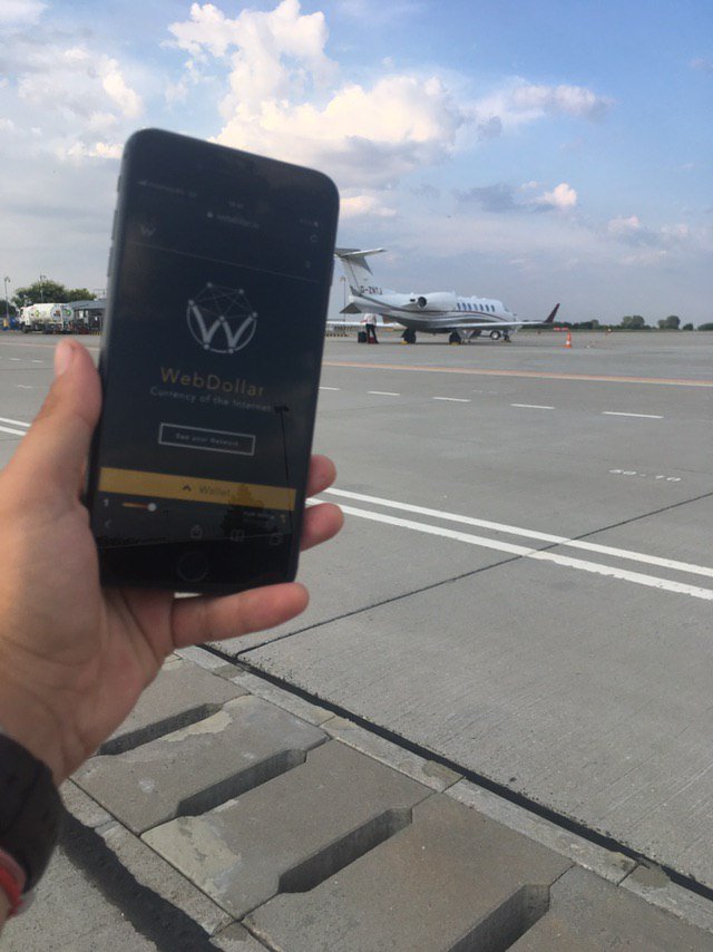 WebDollar_io's tweet photo. #WEBDOLLARISHERE @ Kogalniceanu Airport #Romania - staking and ready to make a transfer anywhere in the world faster than a pilot would start a plane's engine. #Crypto #blockchaintechnology #cryptocurrency #technology #WebDollar https://t.co/3x3tV7FVjH