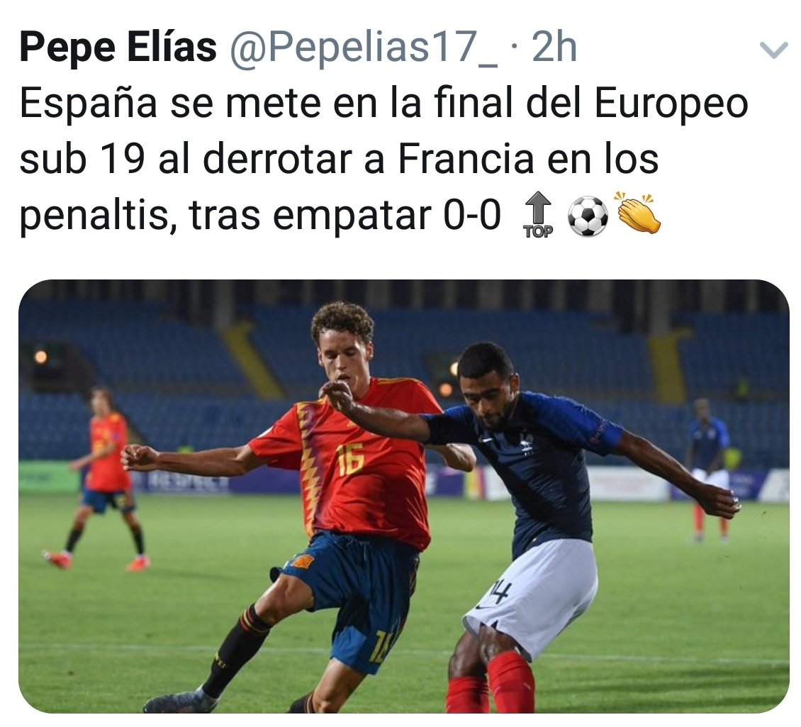PepeLalia1's tweet photo. La #sub19 española se mete en la #Final del europeo tras derrotar en semis a Francia en los penaltis... ¿Quien es #BryanGil? Para #PepeElias no existe... #PalanganasNo #SilenciarExitosDelSFC #menosprecio #lechugamediatica #biriprensa #Sinvergüenza #ponmeotra de #DonSimon 🤥🤪🍾🍷 https://t.co/USkvVi7nms