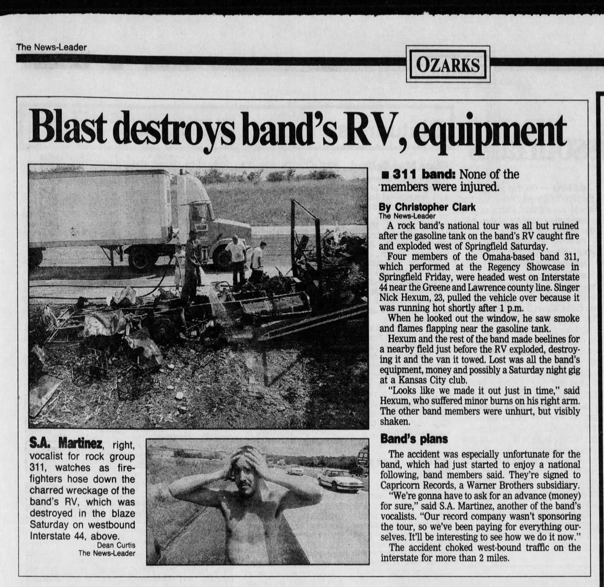 311 on X: On this day in 311 history RV fire destroys band