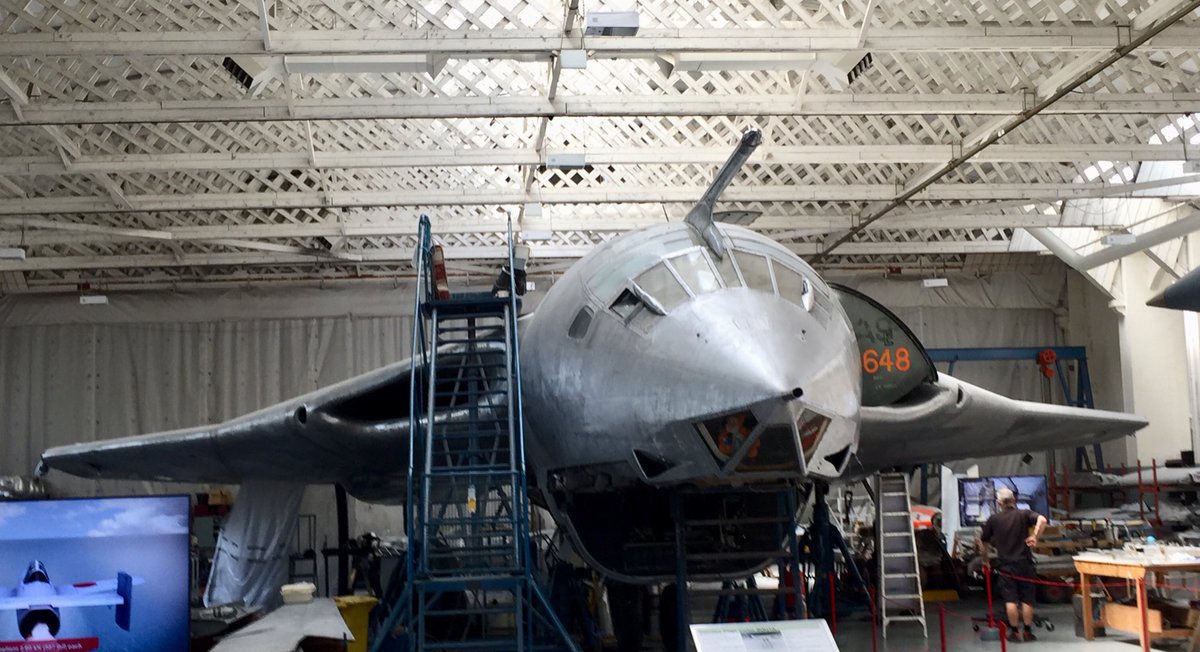 LorneCraner's tweet photo. In sunny London to see my daughter graduate from college.  A bonus: my first visit to The Royal Air Force’s Duxford museum, courtesy of my English cousin.  Here, a Handley Page Victor being restored. https://t.co/MBjZMJ5ZeV
