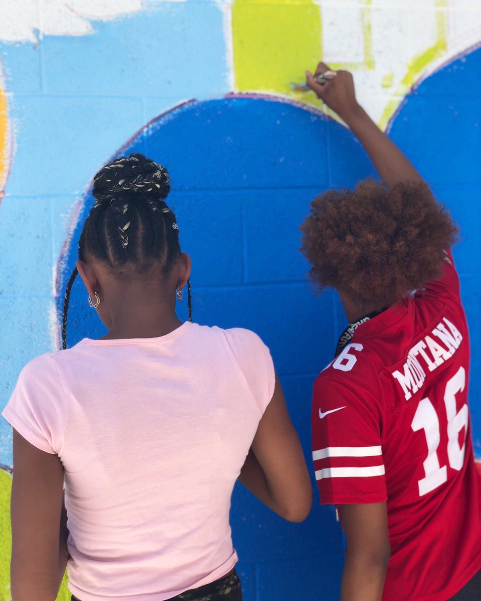 Day 3 in the books and it was a hot one! Tons of love and sweat going into this mural, but it is going to be SO WORTH IT! #countonme #artinspiration2019 #lionelmilton #bgcmla #wattswillowbrookclubhouse