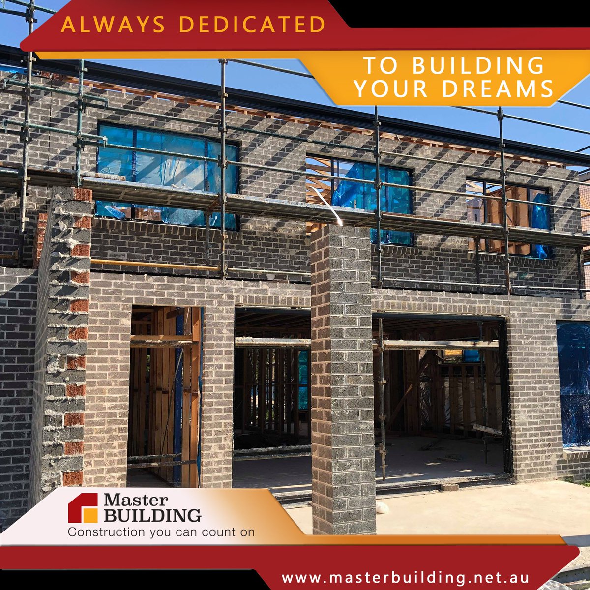 MasterBuildAust's tweet photo. NORTHMEAD UPDATE: upstairs brickwork coming along nicely! 👍🏽👌🏼

Call us today on 1300 853 464

#masterbuilding #building #architecture #construction https://t.co/iYsgnI5aBd