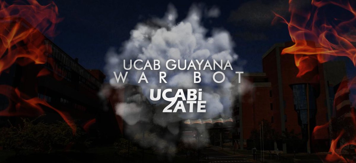 ucabizate's tweet photo. Se enfrentarán 227 personajes de la UCAB Guayana con un algoritmo aleatorio. Una muerte cada media hora de 2:00 pm a 11:00 pm. 

Desde el #25Jul a las 2 PM.

¡Solo quedará uno vivo! 
#UCABGuayanaWarBot #UCABiZate https://t.co/loWE22ZeRV