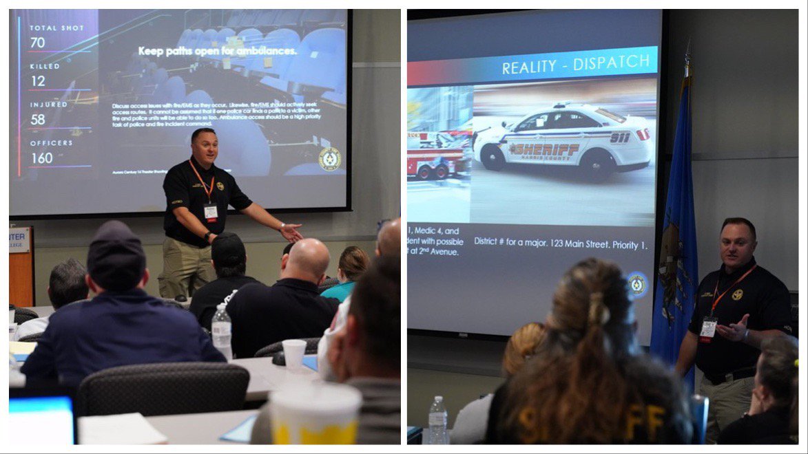 hcfmo's tweet photo. Today, Asst. Chief Rodney Reed presented at the Inaugural David Wade Memorial Active Attack Conference at @RoseState on Blue NIMS: Street Level Incident Command. https://t.co/i7qKcalMqU