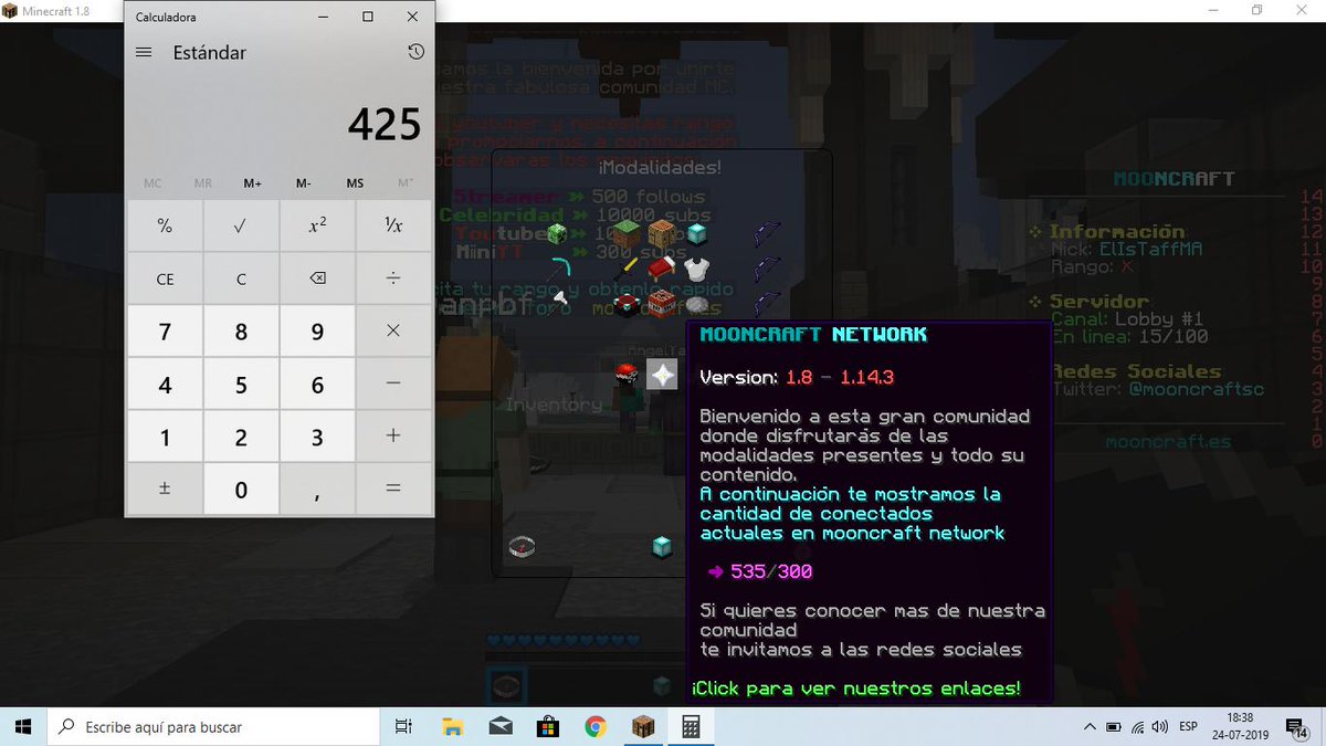 ElIsTaffMA's tweet photo. @MooncraftSC q paso aqui? una de 2 opciones.. o tienen 110 usuarios en las lobbies todo el dia o que usan fake players

mmmm xd https://t.co/58puEtfU5o