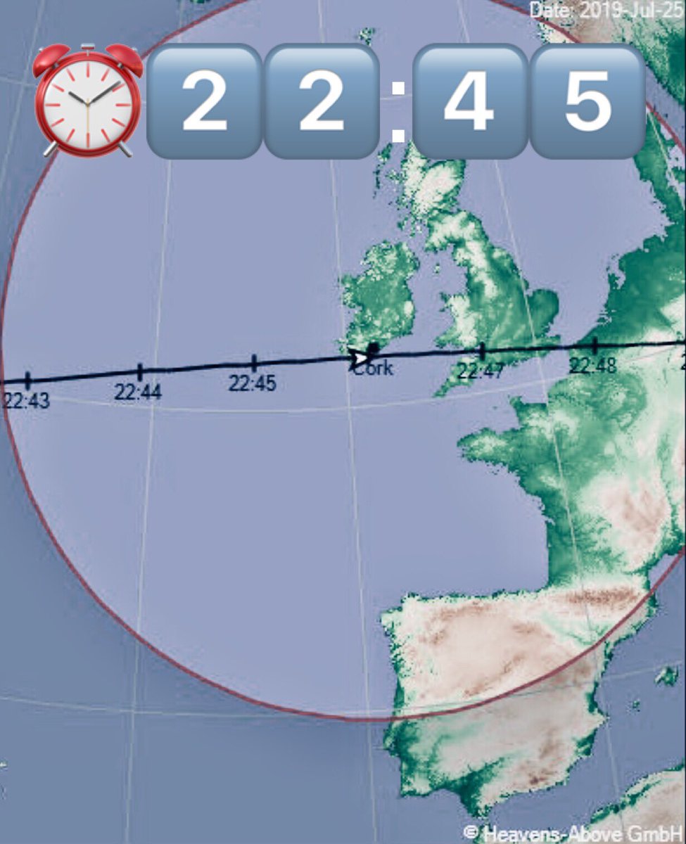 IgnazioMagnani's tweet photo. 🇮🇪 Ireland!
The International Space Station is visible everywhere to the naked eye (if clouds allow) this evening at 10:45 pm

       Tip:     ⏰
       set your alarm
 
👩‍🚀 Who is now in Space? https://t.co/fI01cZcyfB
📸 NASA https://t.co/NGmXoaH2q9
🗺 FAQ https://t.co/6pY2LLQn9v https://t.co/qg56ssueIu