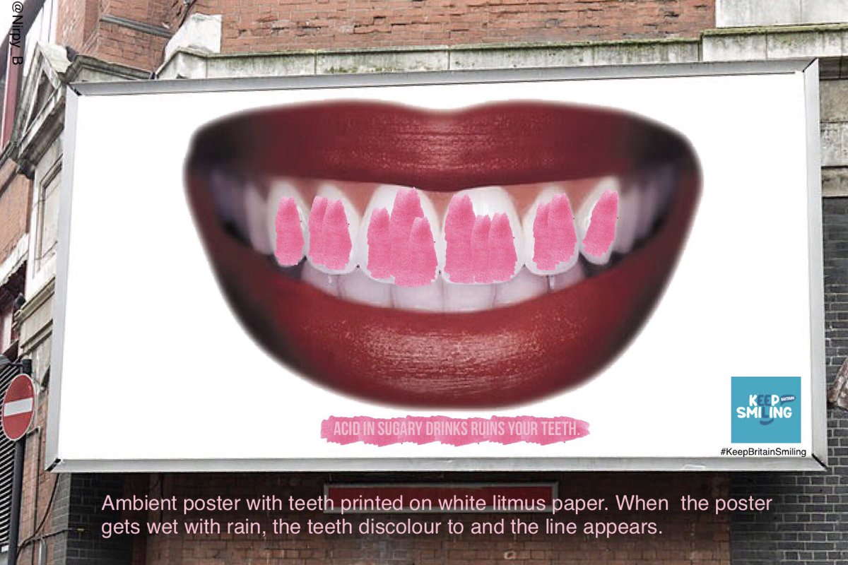 Nirpy_B's tweet photo. Litmus paper idea. Stained smile. @OneMinuteBriefs Create billboard posters for #KeepBritainSmiling with @KeepGBSmiling https://t.co/pWqfE0j0G1… #creative #dental #advertising £300 worth of prizes for the winner!! RT https://t.co/X2gFG9xluO