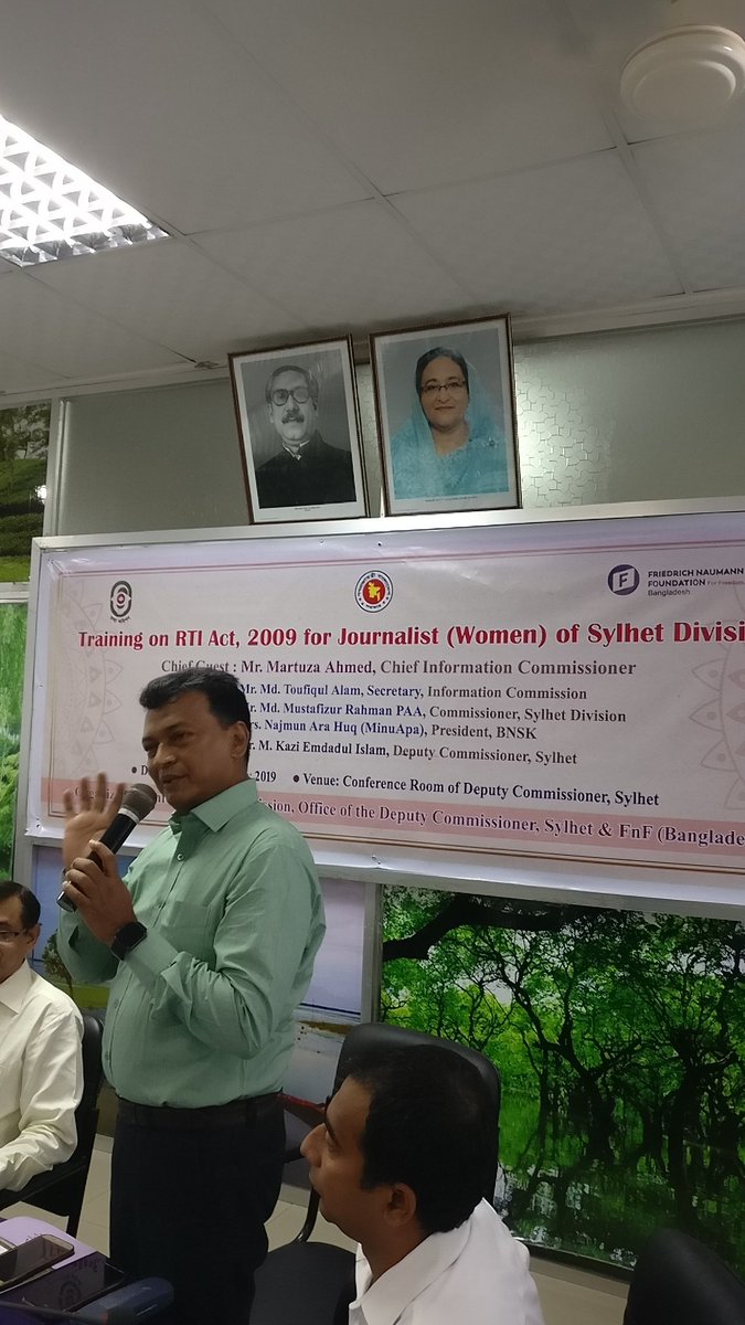 MAhsan149's tweet photo. Mostafizur Rahman, Div Commissioner- #Sylhet, announces that you can now call 333 to find the contact information of any government information officer. #RTI @FNFinBangladesh https://t.co/Z6swOpducF