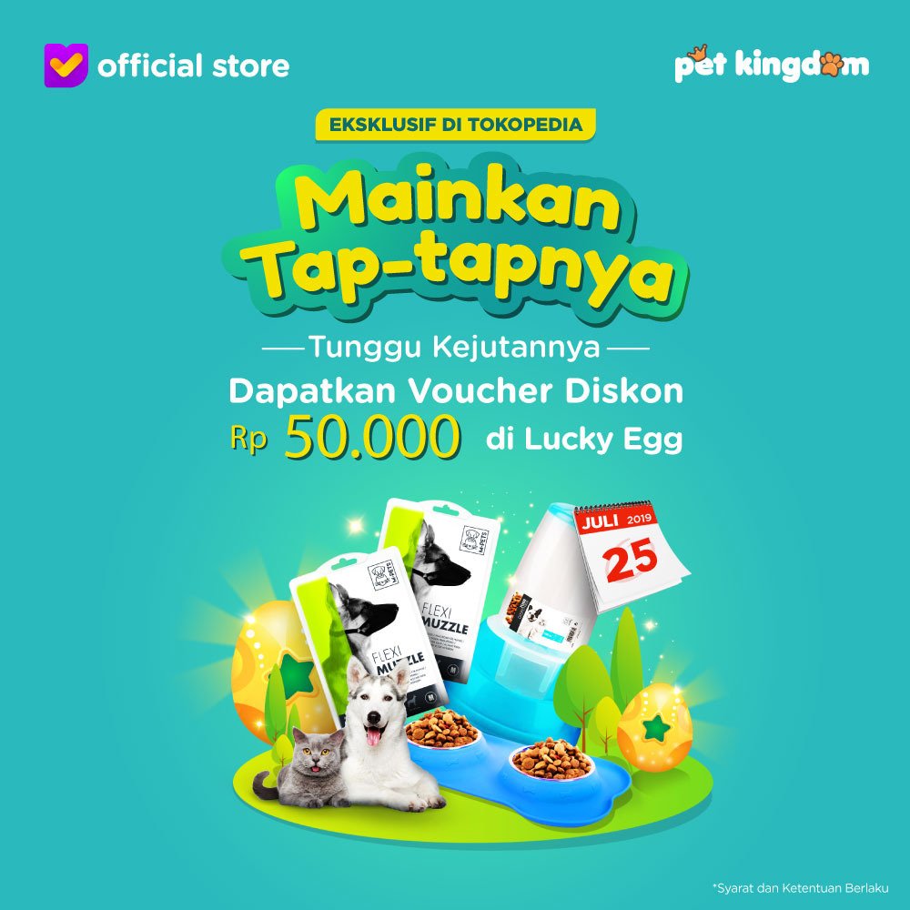 Pawfriends, ayo mainkan Tap-tap di aplikasi Tokopedia kamu! Ada voucher belanja Pet Kingdom senilai Rp50.000 di setiap Lucky Egg yang kamu dapatkan. 

Buka terus aplikasi Tokopedia kamu siang ini. Tunggu dan pecahkan telurnya. Sebentar lagi!