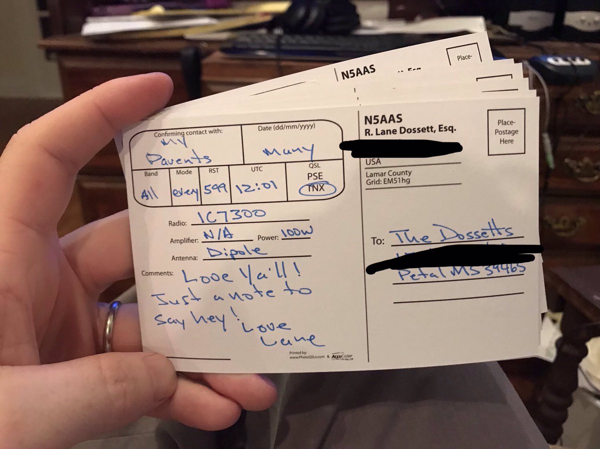 LaneDossett's tweet photo. QSL’ing my parents. My mom has cancer and time is short. Getting old sucks. https://t.co/d5lStVpm4y