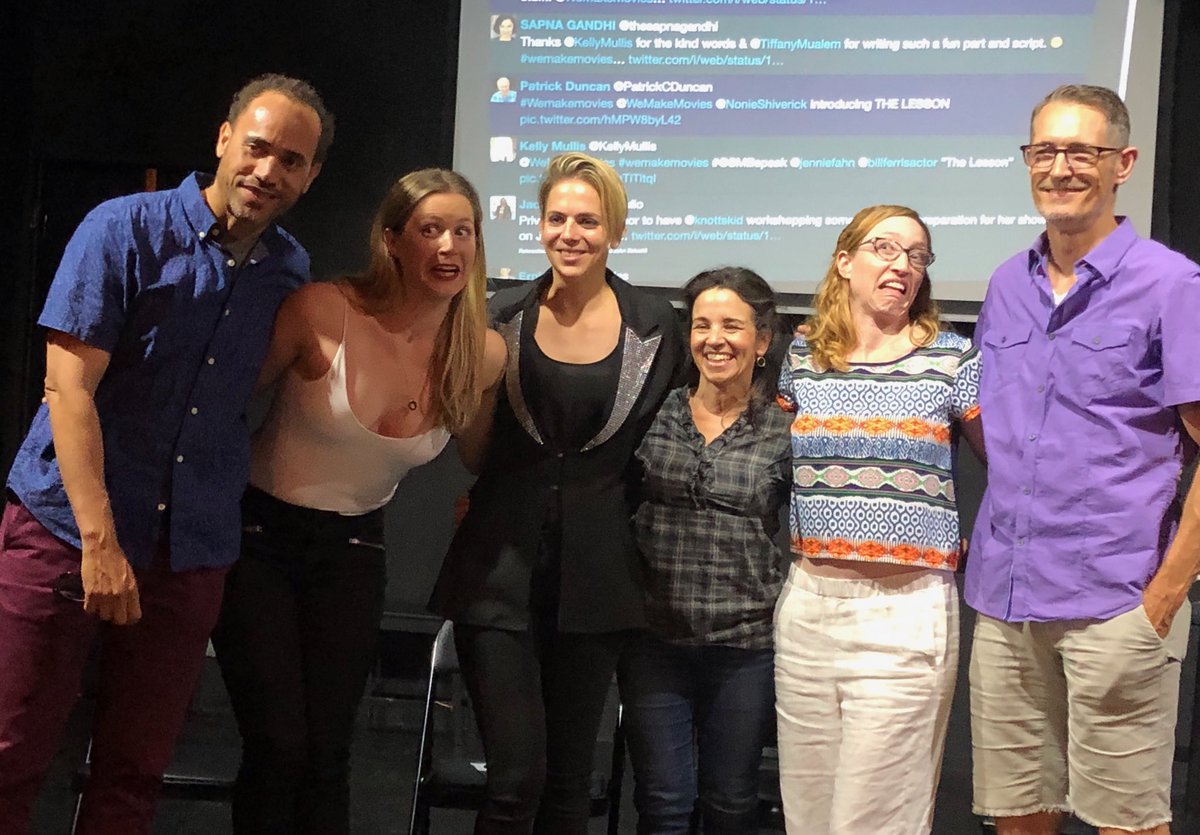 WritersNight <a href="/wemakemovies/">We Make Movies</a> #wemakemovies TheLesson by ⁦@NonieShiverick⁩ ..cast photo w/ ⁦@SMBspeak⁩ ⁦@jenniefahn⁩ ⁦<a href="/billferrisactor/">Bill Ferris</a>⁩