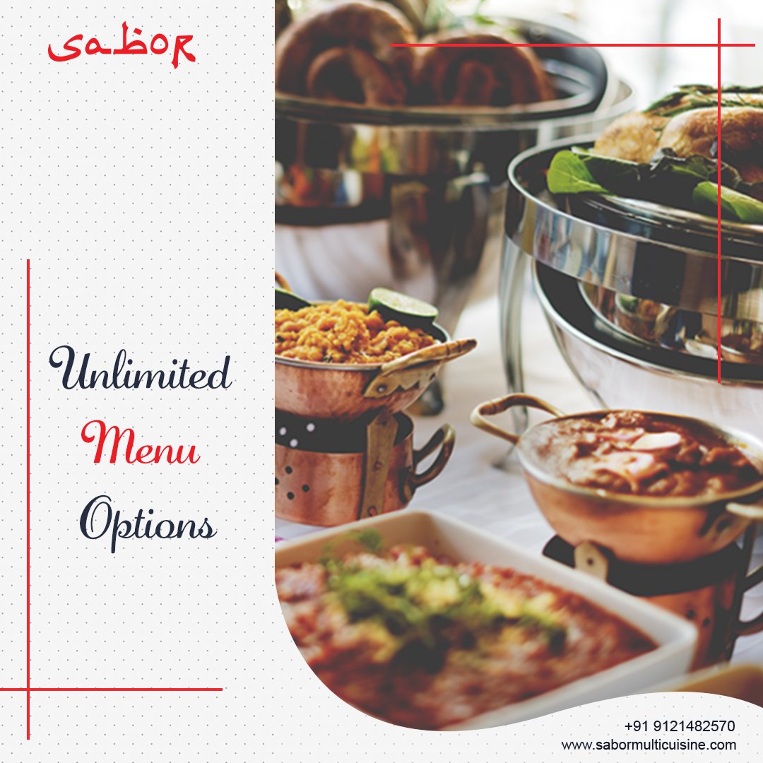 Our chefs offer multi-cuisine food items and bring soul to the recipe.
#UnlimitedMenuOptions #MultiCuisine #MultiCuisineFood #VegMenuOptions #NonVegMenuOptions  #HealthyFood #TastyFood #Sabor #BestRestaurant #BestRestaurantinSecunderabad #SaborRestaurant