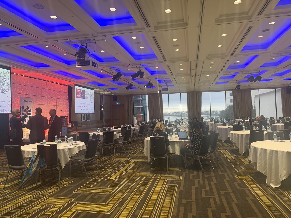 p2pKim's tweet photo. The room all set up ready to go for the #cfoseries #cfosymposiumperth #cfosymposium 180 attendees expected! #perth #panpacific https://t.co/PGOrxprlCK