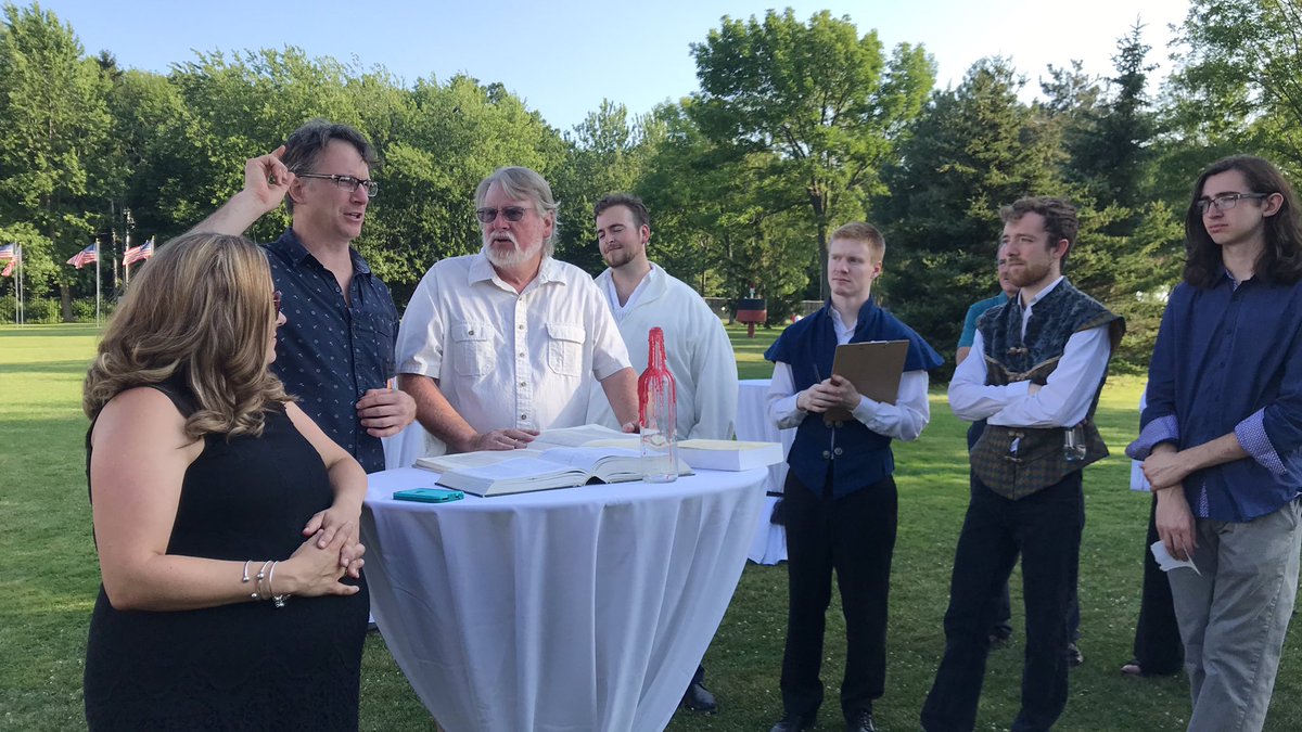 ShakespeareOTL's tweet photo. Opening night’s here! The gala was a blast, with tomato throwing (at former Fredonia mayor Steve Keefe in the stocks!), personalized poetry for guests, costume displays, and a swordfighting tournament. Thank you to everyone who came out— we hope you all love the show! https://t.co/gW7esRnEq3