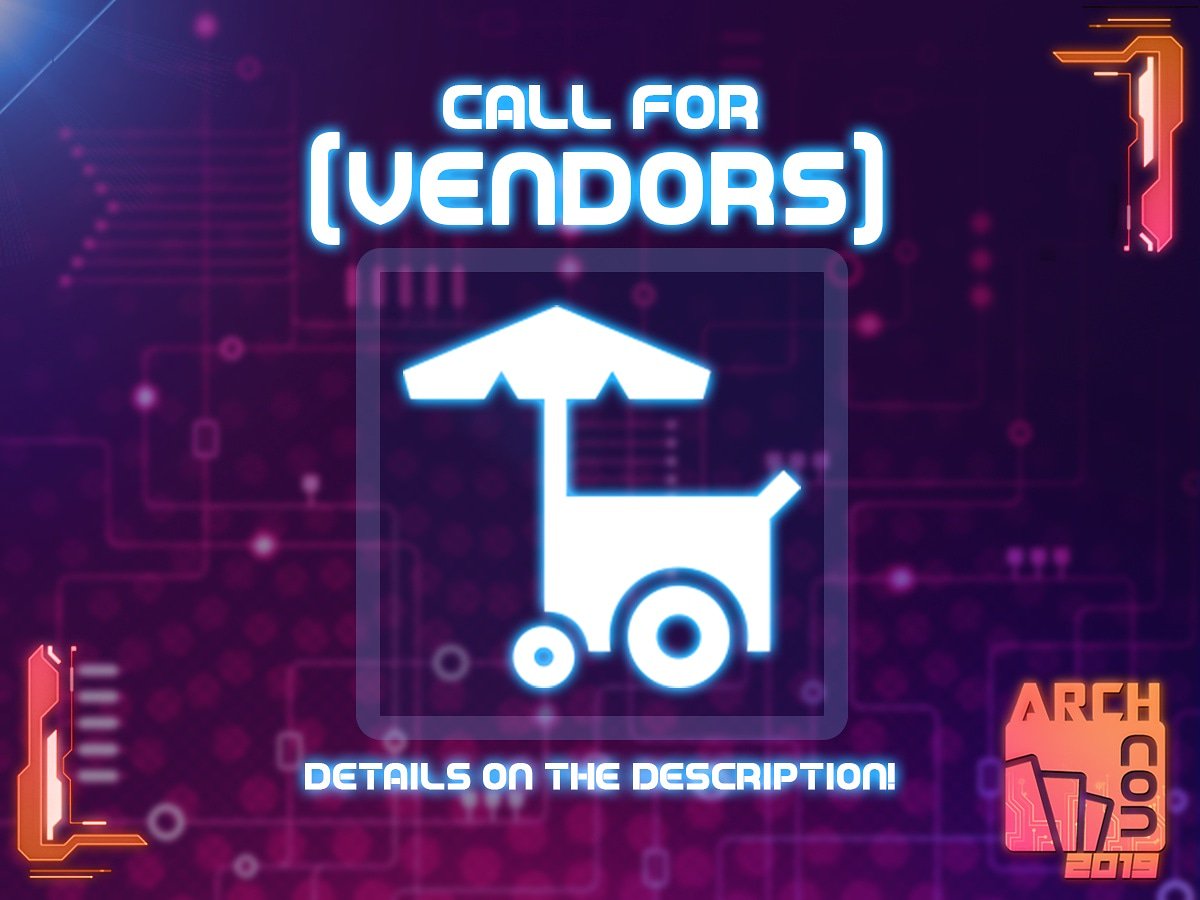 archconcebu's tweet photo. Looking for Vendors! We would like to reach out and invite brands that want to sell merchandise or products at ARCHCON 2019. Check out our Facebook for the link to the form! 
#ARCHconCebu 
#ARCHcon2019
#ConWithACause
#GetHyped https://t.co/INZgMh4AtM