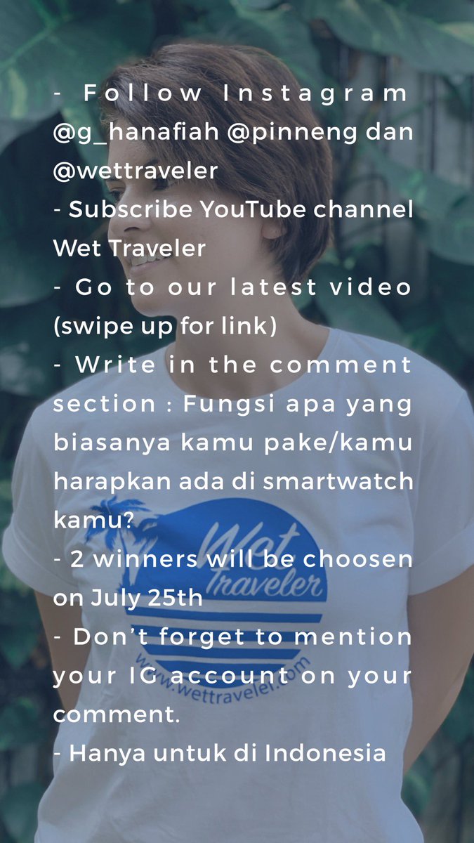 Ini HARI TERAKHIR!!
Yuk masih bisa dapetin 2 t-shirt <a href="/WetTraveler/">wet traveler</a> untuk 2 pemenang. Cek challengenya di salah satu foto ini, link videonya : youtu.be/dhiK-Xhsmgw
