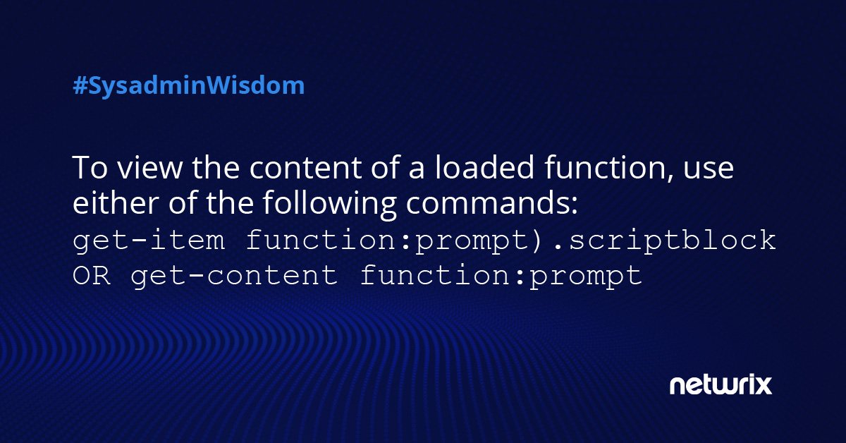 Netwrix's tweet photo. .@JeffHicks knows how to make sysadmin’s tough life easier. Follow this tip and find other IT life hacks in his blog https://t.co/je3v1Ub2JY 
#SysadminWisdom #SysadminDay https://t.co/z25zdh5D3v