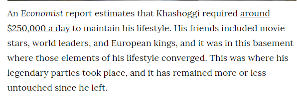 Khashoggi hosted some of the most extravagant parties in European history ... as well as wielding massive political clout in the US, Europe, and the Middle East.  #OpDeathEaters  https://www.vice.com/en_us/article/gq8ek9/inside-the-basement-of-arms-dealer-adnan-khashoggi-773