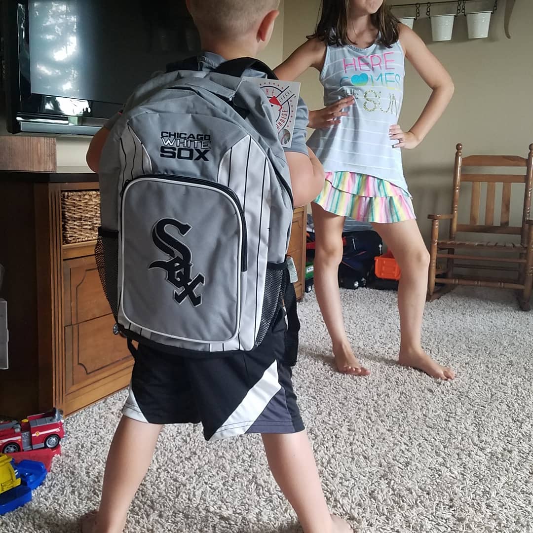 alphaBetz7's tweet photo. He's pretty proud of his first @whitesox backpack! @kjbetz7 why can't he just stay this little forever? https://t.co/QG8TcALNwO