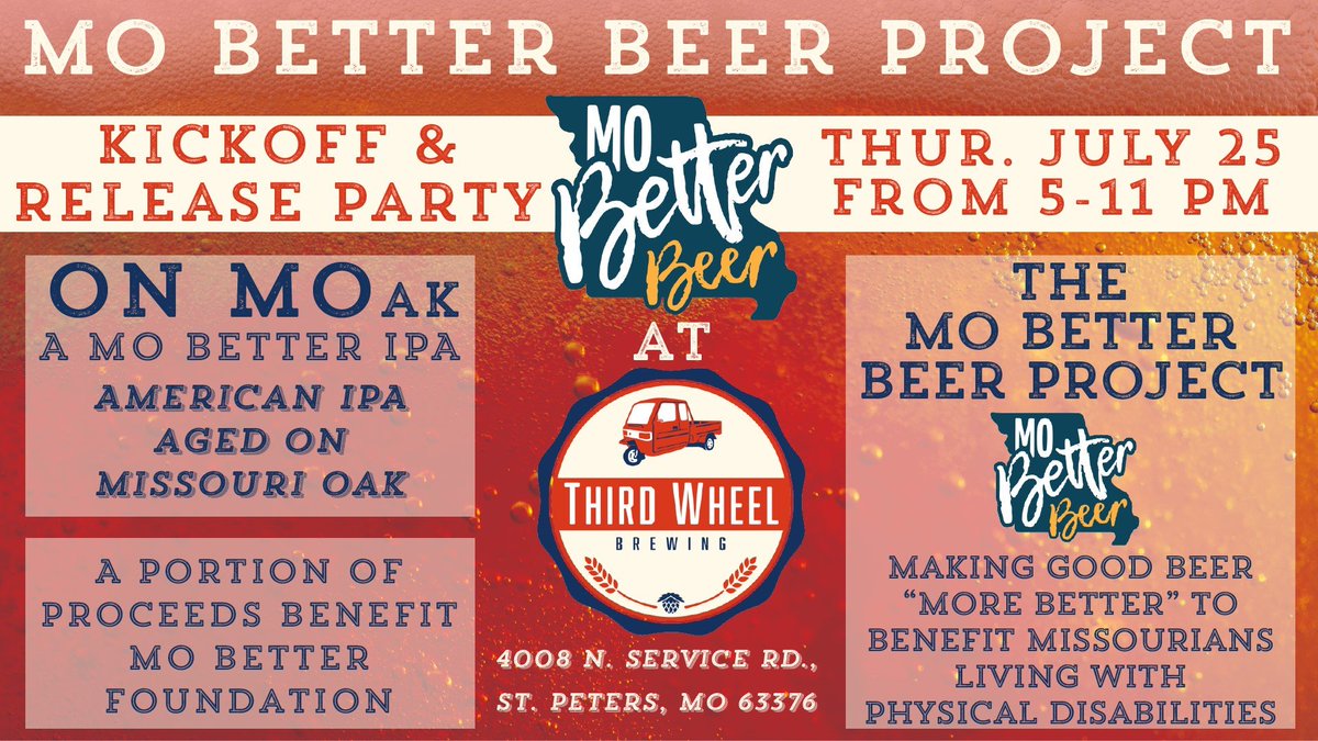 Drink314's tweet photo. Reminder: Drinkin’ For A Cause:
@ThirdWheelBrew brews beer to Make Life MO Better for those with disabilities https://t.co/lr6BN4R7bx) https://t.co/AcXzVMp67Q…
@MOCraftBrewers @STLBEER
#craftbeer #drinkcraftbeer #drinkbeer #beer #drinkgoodbeer #drinklocal https://t.co/lwBJIW4wfQ