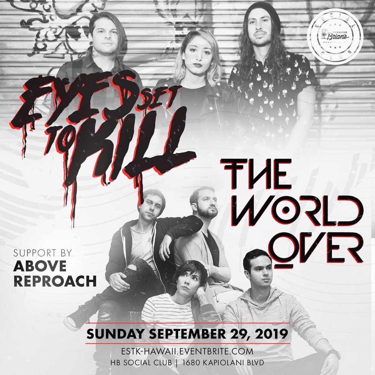 ar808hi's tweet photo. ALOHA HAWAI’I !!! WE ARE PROUD TO ANNOUNCE WE WILL BE RETURING TO THE STAGE!!! Link is in bio get your pre sale tickets today!!! 
@hawaiianbrians present @TWO_band  and @eyessettokill  
SEPTEMBER 27th 2019

https://t.co/M6aUrtsq3t https://t.co/pYLkWgiF7i