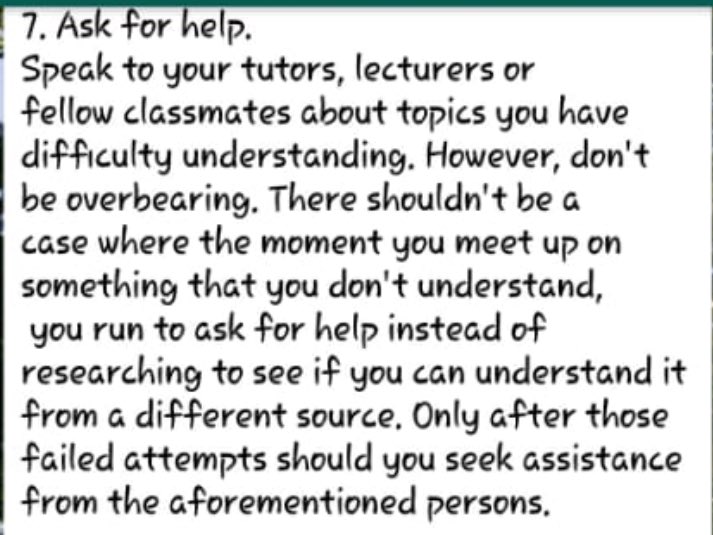 UWIActuarialSoc's tweet photo. (2/2)
7. Ask for help.
8. Do your problem papers.
9. Do past papers.
10. Go to class ‼️‼️‼️‼️
- Averton Harris
#UWIASFreshers https://t.co/Gbhb3jvI0Y