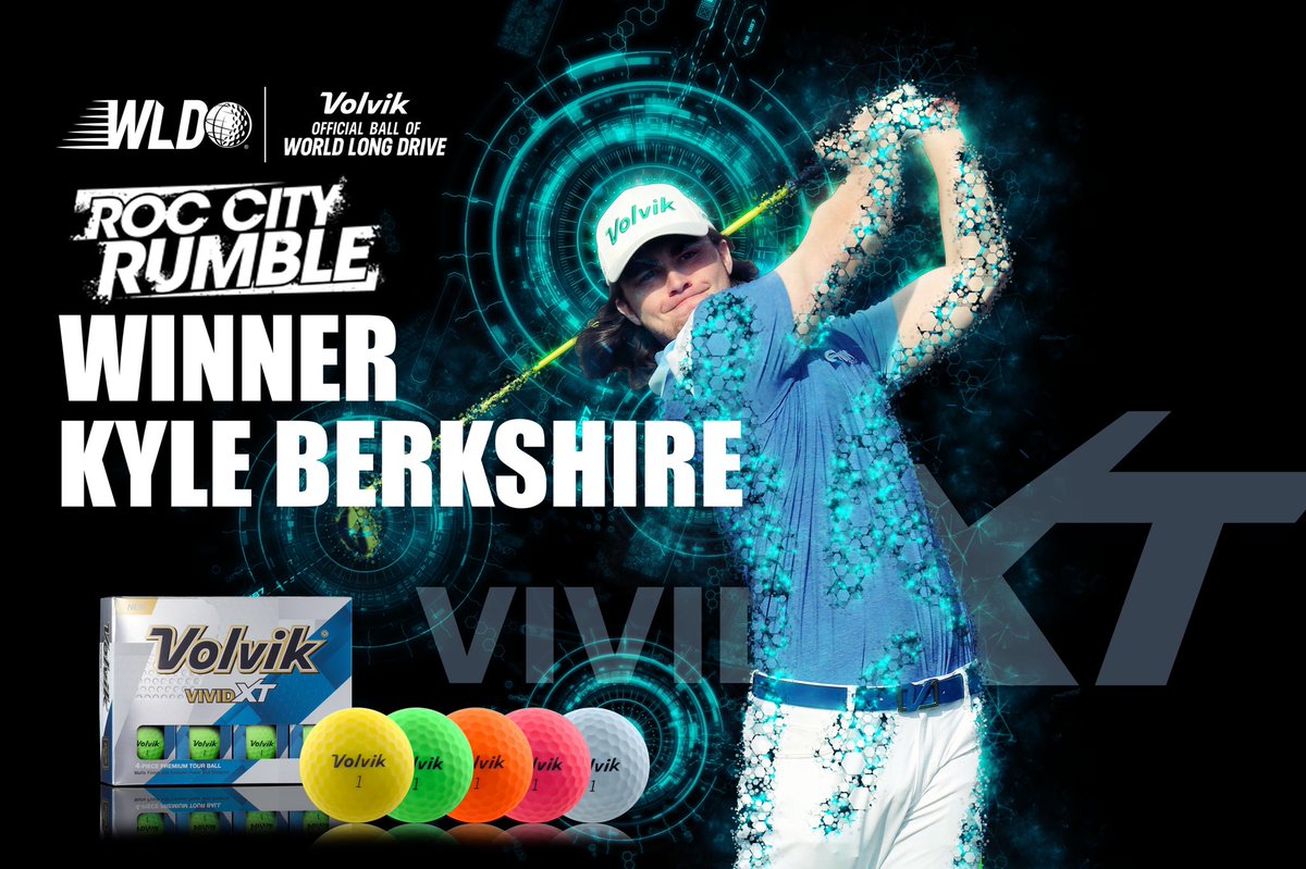 volvikUSA's tweet photo. Volvik staff player, is the ONE AND DONE KING π€΄πΌππΌββοΈ @WorldLongDrive #RocCityRumble @kyleberkshire π² He goes one and done for the title, World No. 1 spot and his first win on TV, watch on @golfchannel ! #WorldLongDrive #teamvolvik #wld #volvikgolf #vividxt https://t.co/ue4S0fTYjy