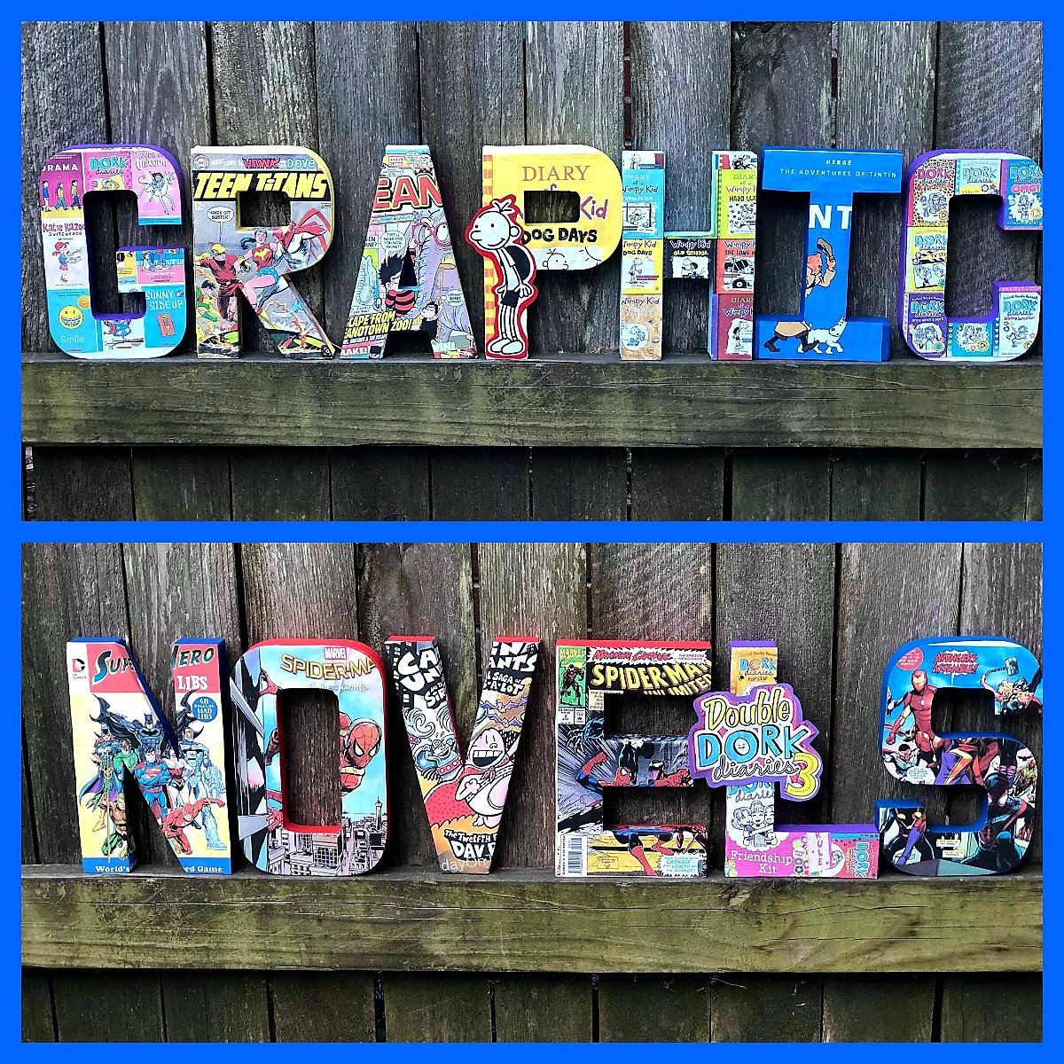 TeagueLMC's tweet image. Super excited about my new graphic novels signage for the library made by Artzy Craftzy!! Check her out on Facebook! #library #signage #librarysignage #graphicnovels